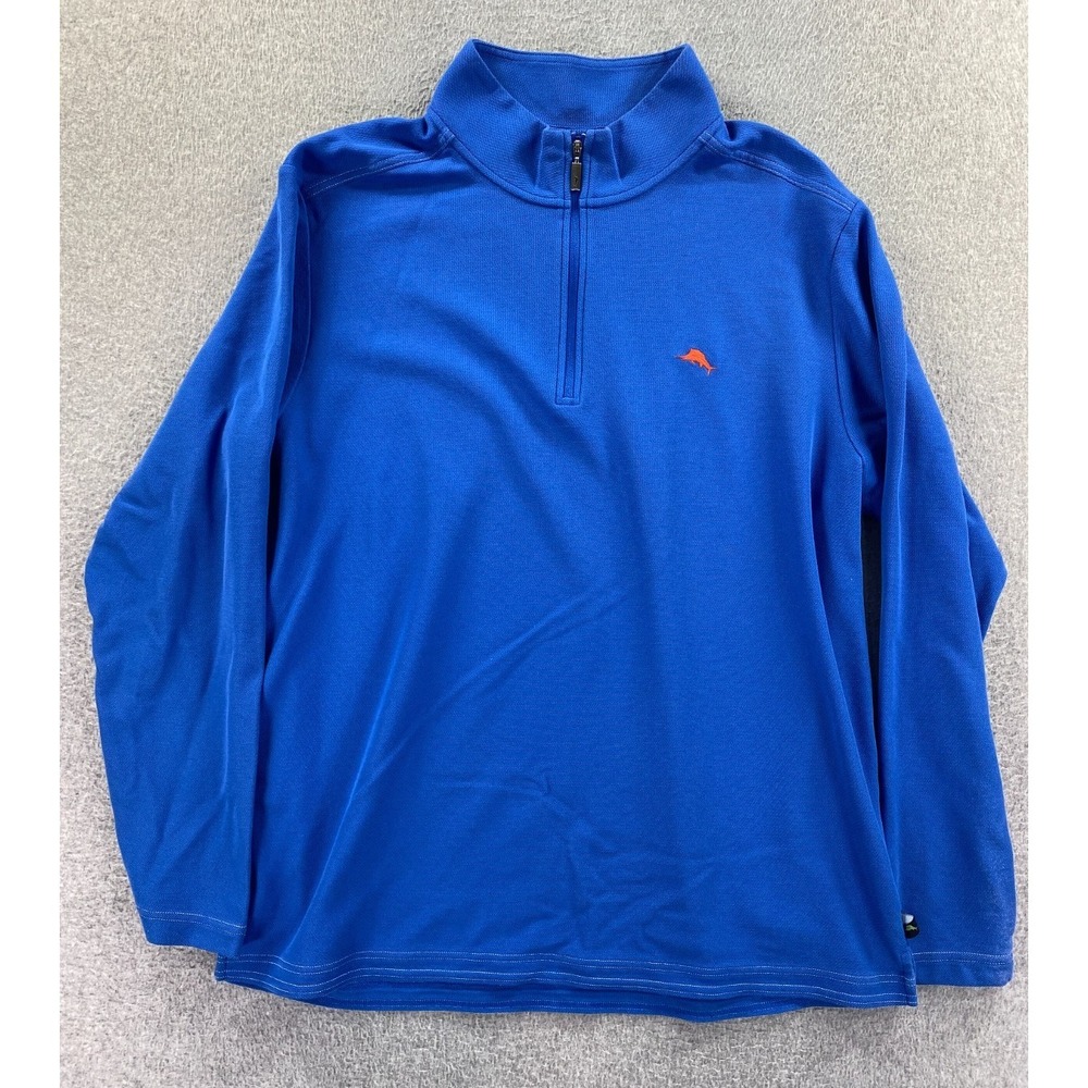Tommy Bahama Island Zone Men XL Blue 1/4 Zip Long Sleeve Performance Lightweight